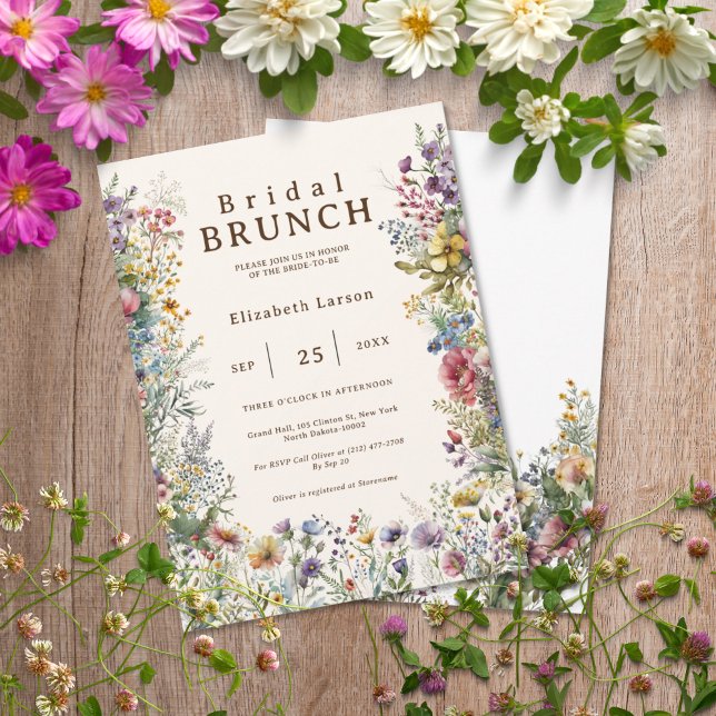 Budget Färgglad Vild Blomma Blommig Akvarell Inbjudningar (Budget Colorful Wildflower Floral Watercolor Wedding)