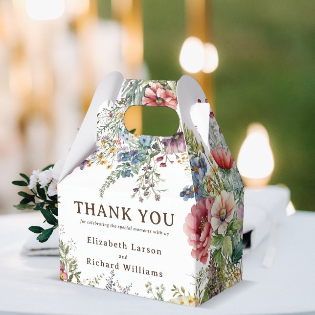 Budget Färgglad Vild Blomma Blommig Akvarell Presentaskar (Budget Colorful Wildflower Floral Watercolor Wedding)