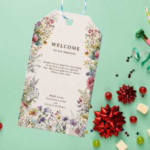 Budget Färgglad Vild Blomma Blommig Akvarell Presentetikett