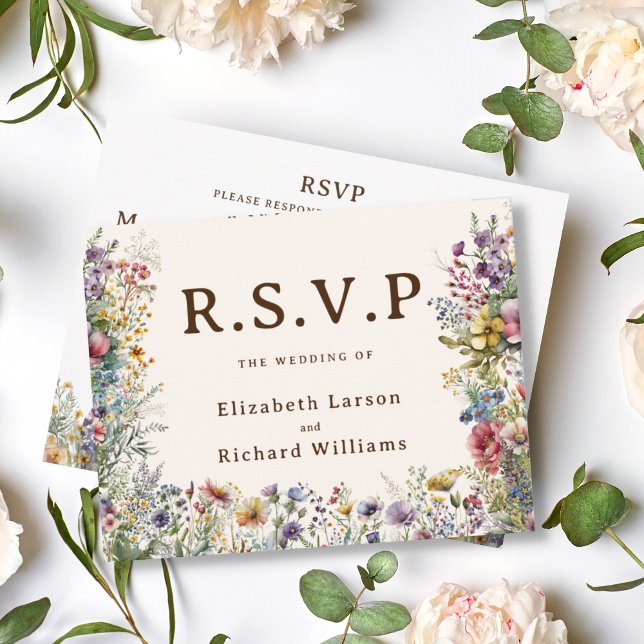 Budget Färgglad Vild blomster Vattenfärg Blommor OSA Kort (Budget Colorful Wildflower Floral Watercolor Wedding)