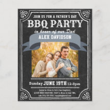 BUDGET Fars dag Photo Chalkboard BBQ Inbjudan