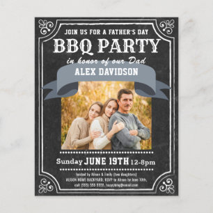BUDGET Fars dag Photo Chalkboard BBQ Inbjudan