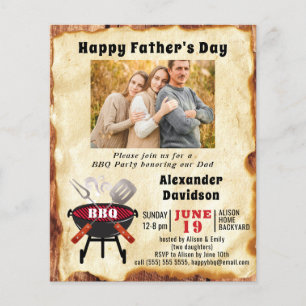 BUDGET Fars dag Photo Vintage Stil BBQ Inbjudan