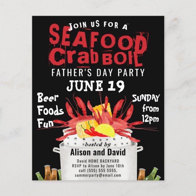 BUDGET Fars dag Seafood Boil Party Inbjudan (Framsida)