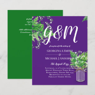 BUDGET Ferns Greenery Lila Wedding bjudande in