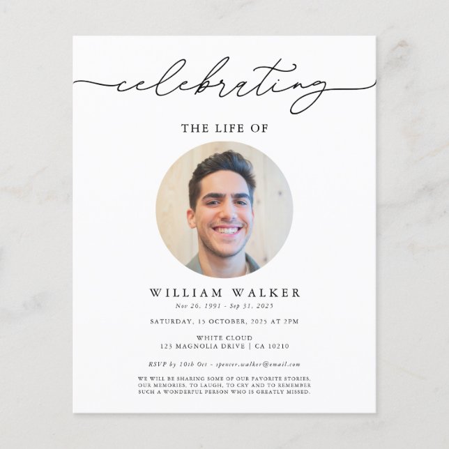 Budget Firande för inbjudan till livstidssemester Flygblad (Framsidan)