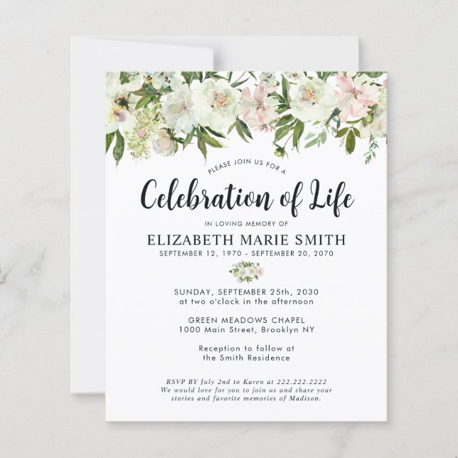 Budget Firande i Life Blommigt - begravningsminne (Framsida)