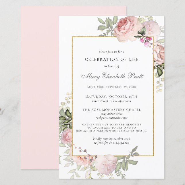 Budget Firande of Life Rosa Blommigt Call (Fram/baksida)