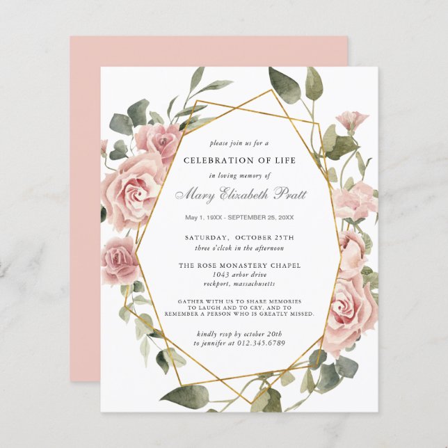 Budget Firande of Life Rosa Blommigt Call (Fram/baksida)