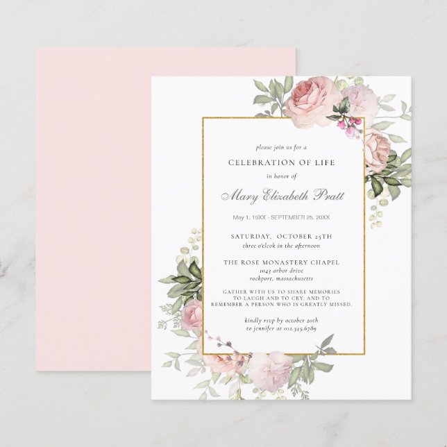 Budget Firande of Life Rosa Blommigt Call (Fram/baksida)