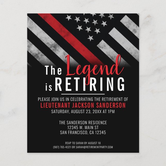 Budget Firefighter Pension Red Line-inbjudan Flygblad (Framsidan)