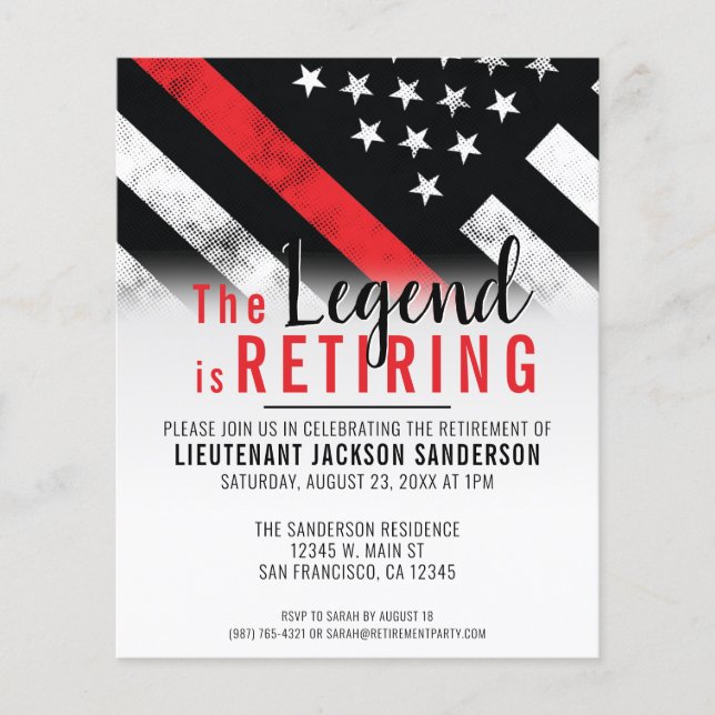 Budget Firefighter Pension Red Line-inbjudan Flygblad (Framsidan)