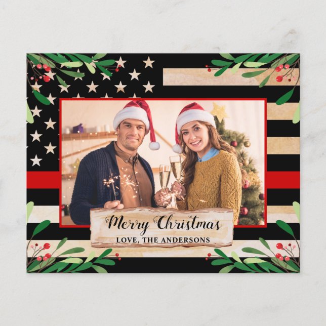 Budget Firefighter Thin Red Line Flagga jul (Framsida)