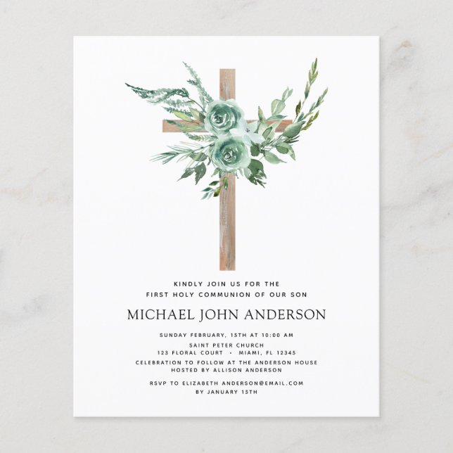 Budget First Heliga Communion Greenery Eucalyptus Flygblad (Framsidan)