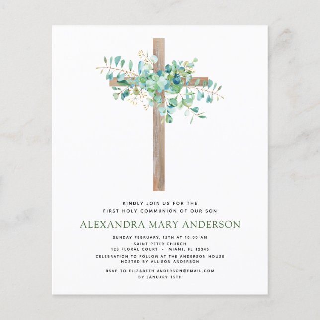 Budget First Heliga Communion Greenery Eucalyptus Flygblad (Framsidan)