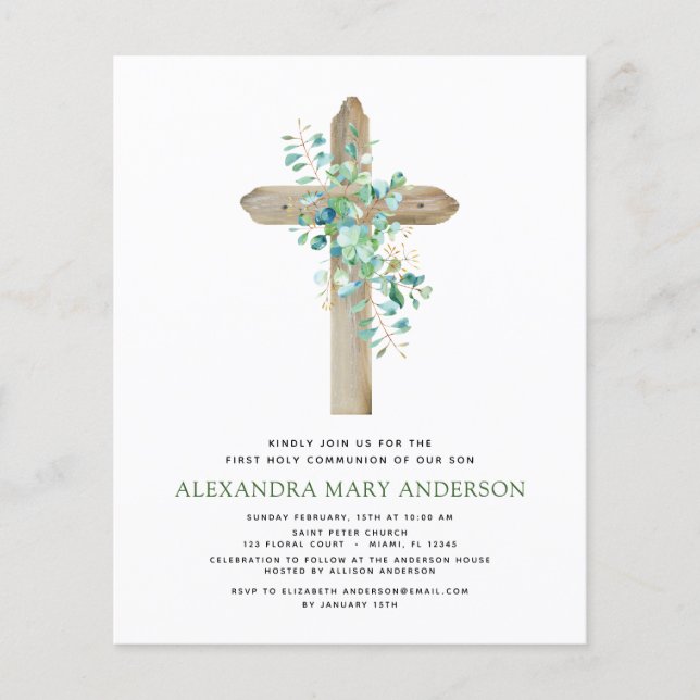 Budget First Heliga Communion Greenery Eucalyptus Flygblad (Framsidan)