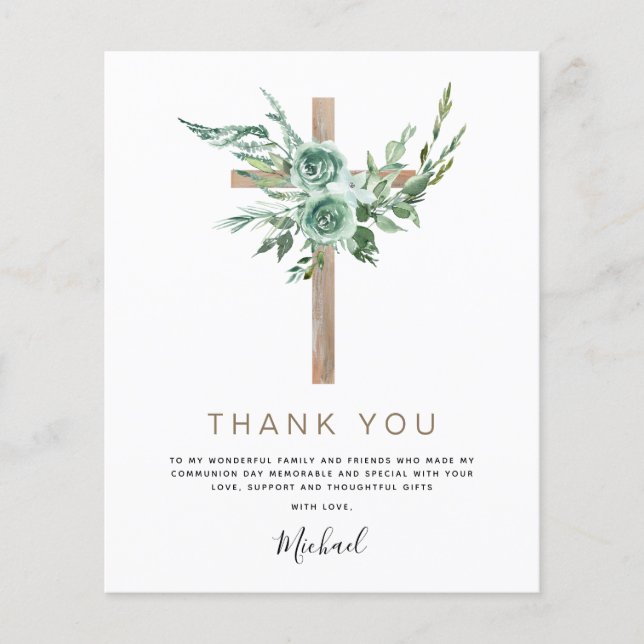Budget First Heliga Communion Tack Greenery Flygblad (Framsidan)