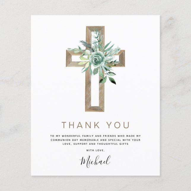 Budget First Heliga Communion Tack Greenery Flygblad (Framsidan)