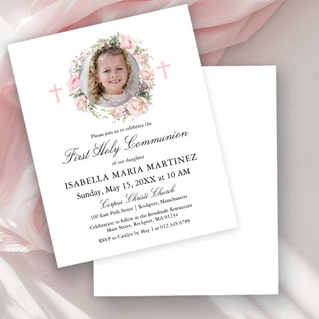 Budget First Holy Communion Pink Rose Photo Floral (Skapare uppladdad)