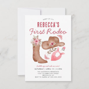 Budget First Rodeo Rosa Cowgirl 1st Birthday Anteckningskort