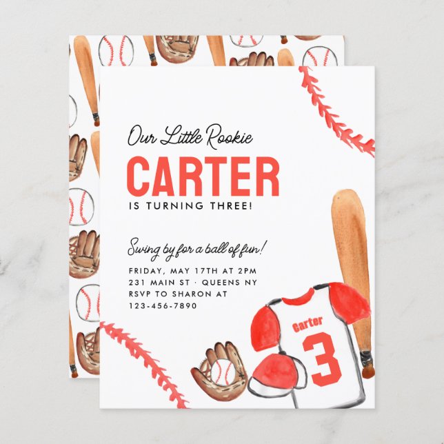 Budget Fladdermus Glove Sports Shirt Baseball Birt (Fram/baksida)