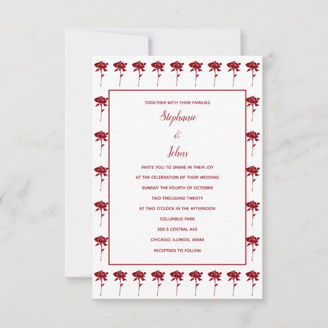 Budget Floral Rose Patterns Terracotta Wedding Inbjudningar (Framsida)