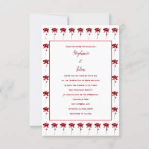 Budget Floral Rose Patterns Terracotta Wedding Inbjudningar
