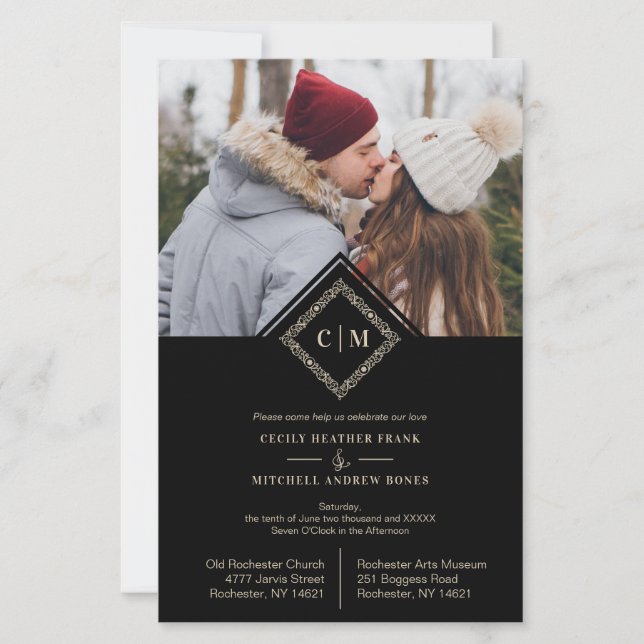 Budget Flourish Black Luxury Wedding Initials (Framsida)