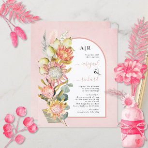 BUDGET Flowers QR rosa bröllopsinbjudan