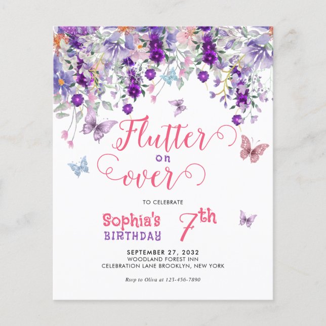 BUDGET Flutter on Over Blommigt Butterfly Birday (Framsida)