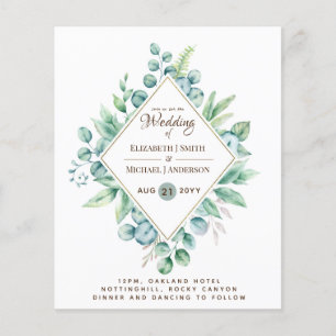 Budget FLYER Papper Greenery Eucalyptus Bröllop