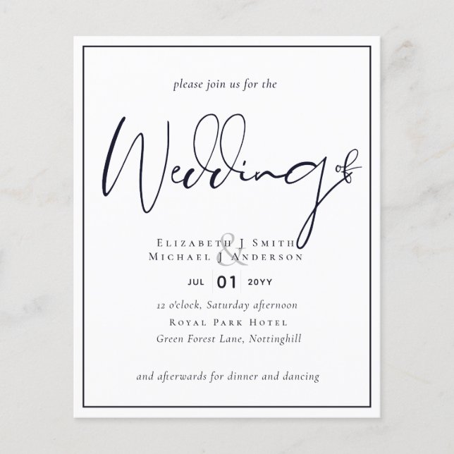 BUDGET Flyer Papper, inbjudan till Blåbröllop vid  (Framsidan)