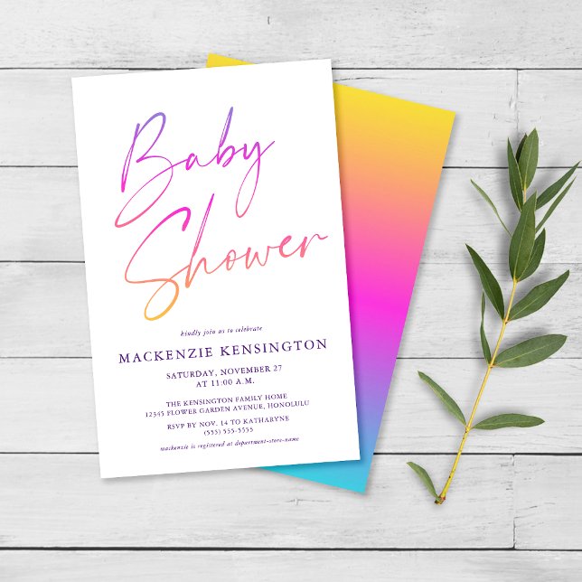 Budget FLYER Rainbow Simple Script Baby Shower (Skapare uppladdad)