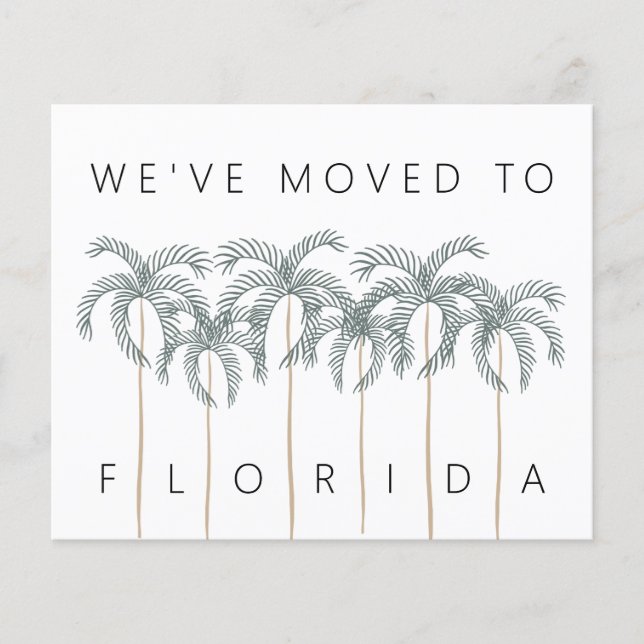 Budget Flytt till Florida Palmträd Ny adress-kort (Framsida)