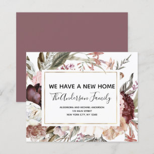 Budget Flytta Announcement Boho Mauve Blommigt