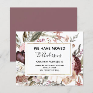 Budget Flytta Announcement Boho Mauve Blommigt