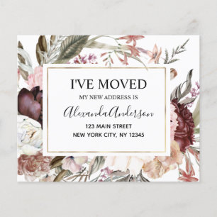 Budget Flytta Announcement Boho Mauve Blommigt Flygblad