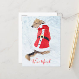 Budget Flytta Jul Hund i Cute Red Santa Kostym Vykort