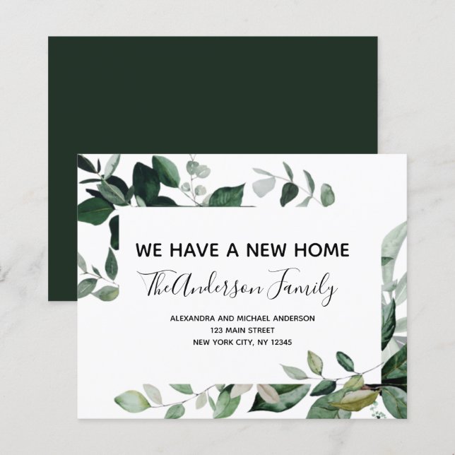 Budget Flytta Notification Eucalyptus Greenery (Fram/baksida)