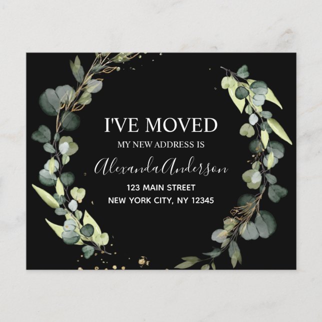 Budget Flytta Notification Eucalyptus Greenery Flygblad (Framsidan)