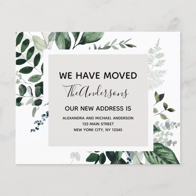 Budget Flytta Notification Eucalyptus Greenery Flygblad (Framsidan)