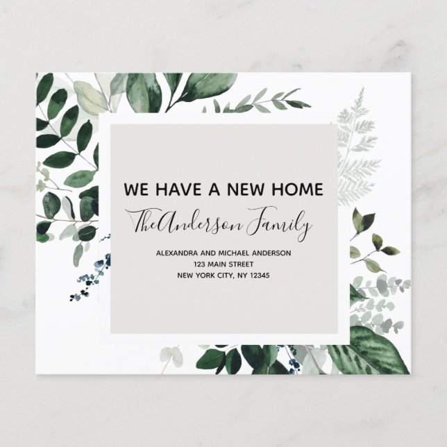 Budget Flytta Notification Eucalyptus Greenery Flygblad (Framsidan)
