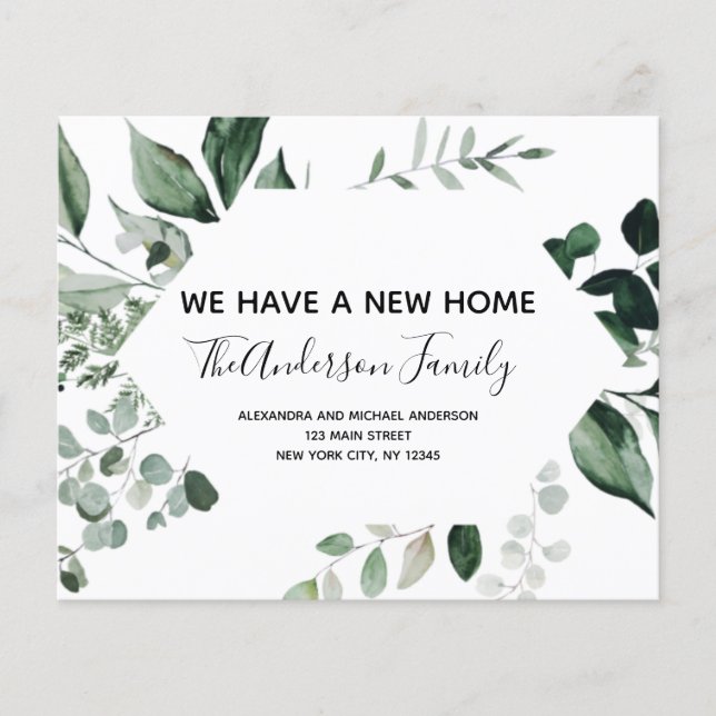 Budget Flytta Notification Eucalyptus Greenery Flygblad (Framsidan)