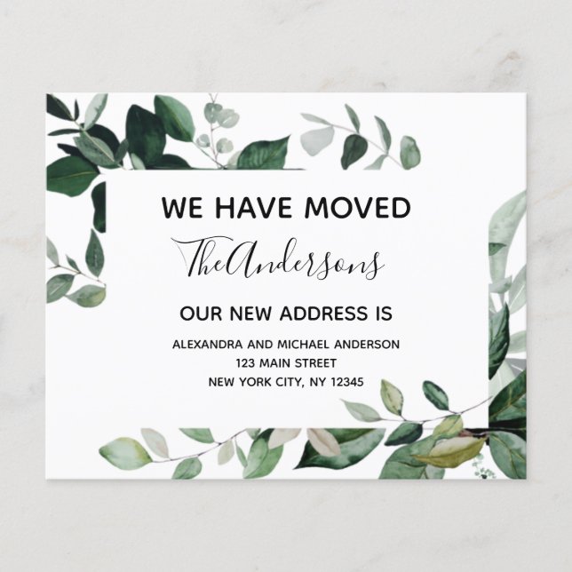 Budget Flytta Notification Eucalyptus Greenery Flygblad (Framsidan)
