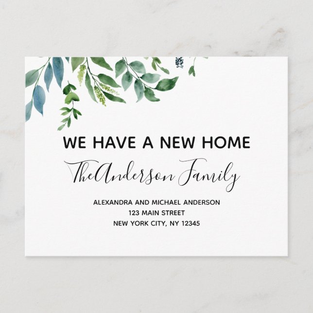 Budget Flytta Notification Vår Greenery Postcar Vykort (Framsida)