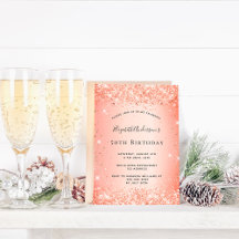 Budget födelsedagsglittrande orange inbjudan