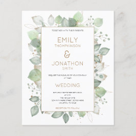 Budget Foliage Guld Sage Wedding bjudande in till