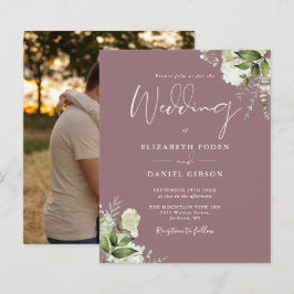 Budget Foliage Mauve Photo Wedding bjudande