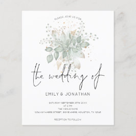 Budget Foliage Sage Grönt Guld bröllopsinbjudan