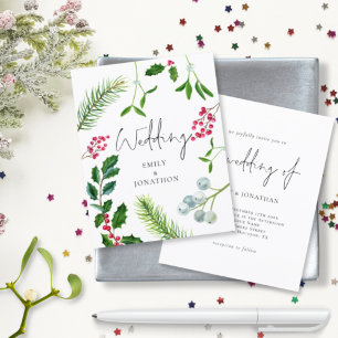 Budget Foliage Script-inbjudan till julbröllop